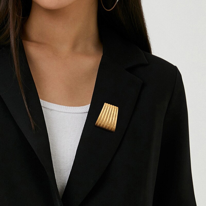 1 Piece Simple Series Classic Geometric Stainless Steel 18K Gold Plated Women's Brooches 